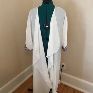 Sheer with multi color arm hem LulaRoe kimono